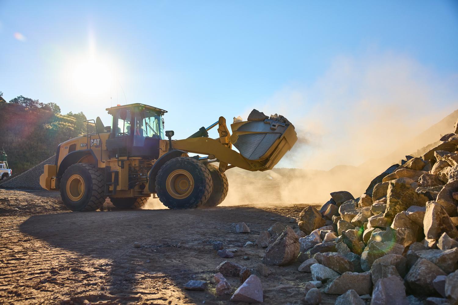 Rented CAT loader equipment on a job site