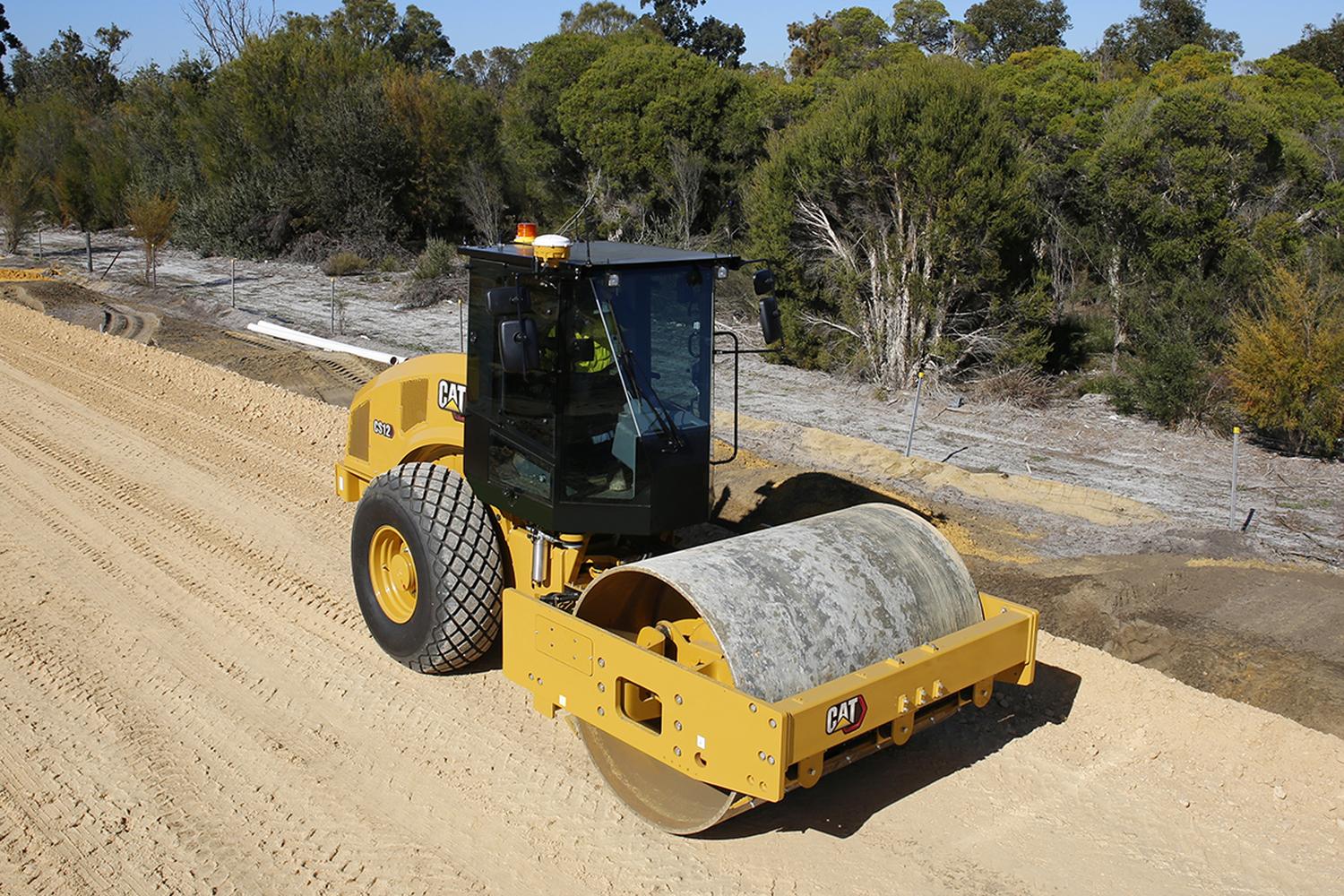 Aerial view of a compaction machine for rent