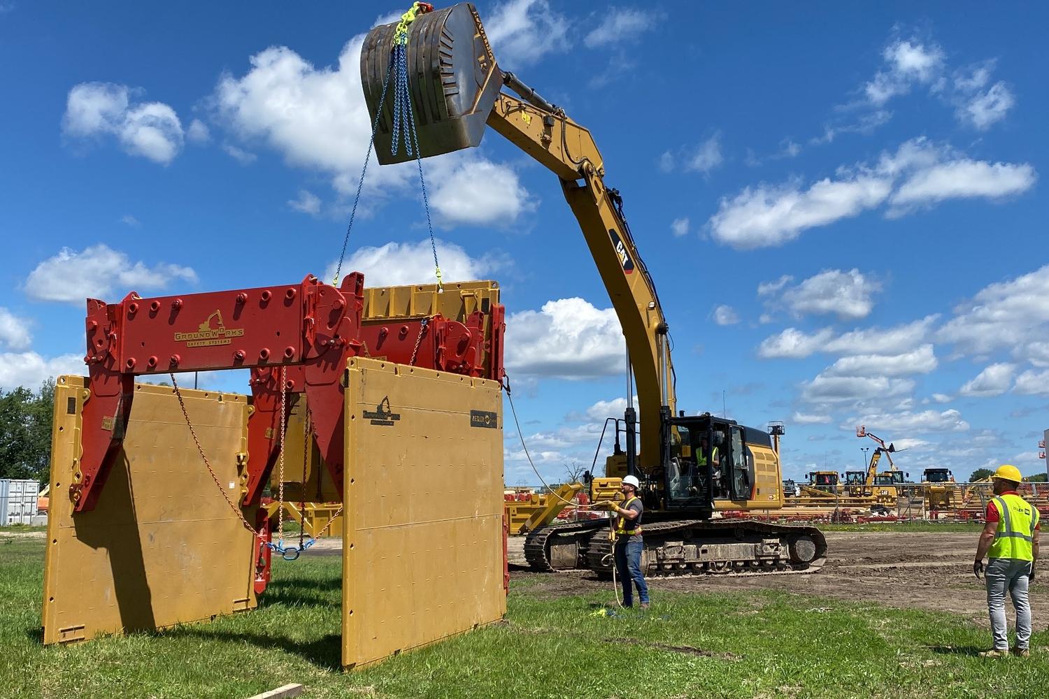 Large trench box installation
