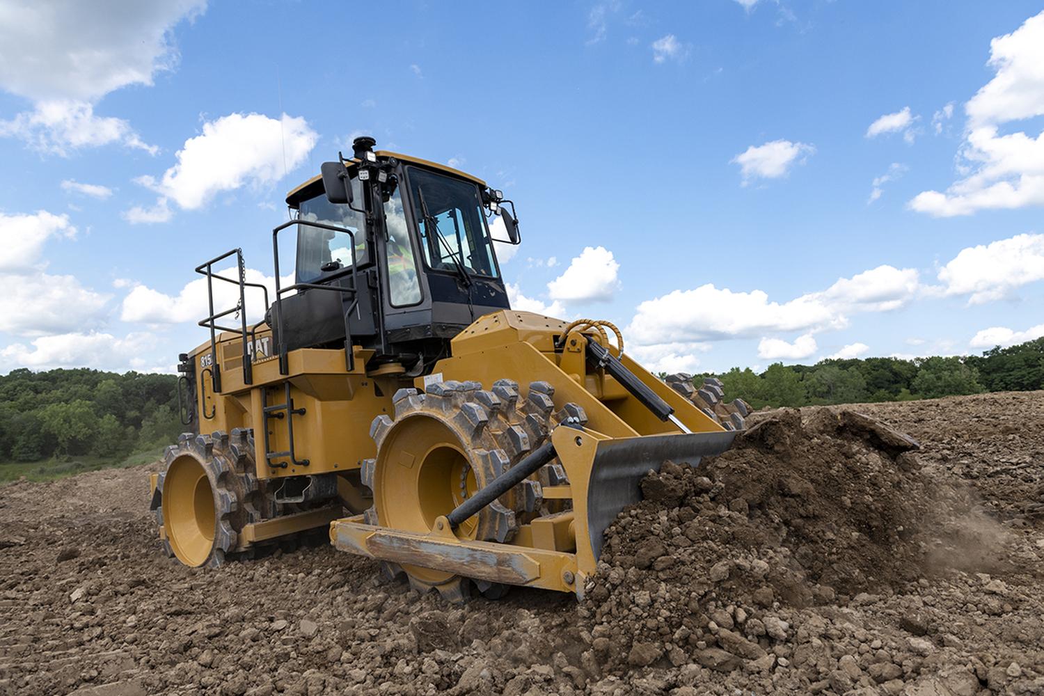 Rented compaction machine in the dirt of a job site